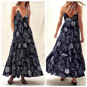 New Figue Julianne Maxi Dress in Daisy Midnight Navy Size S